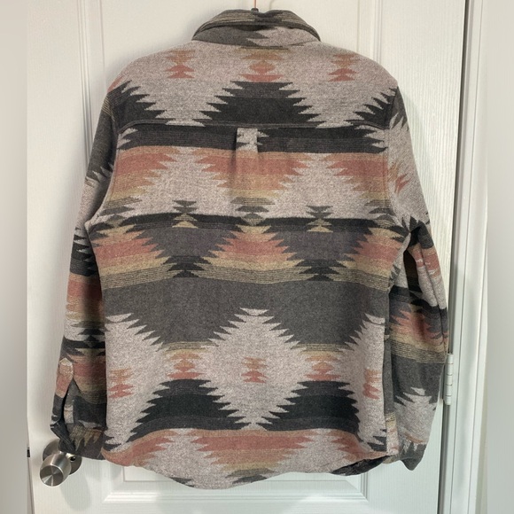 NWT River Trail Woven Flannel Shacket In Aztec Pink - Picture 11 of 11